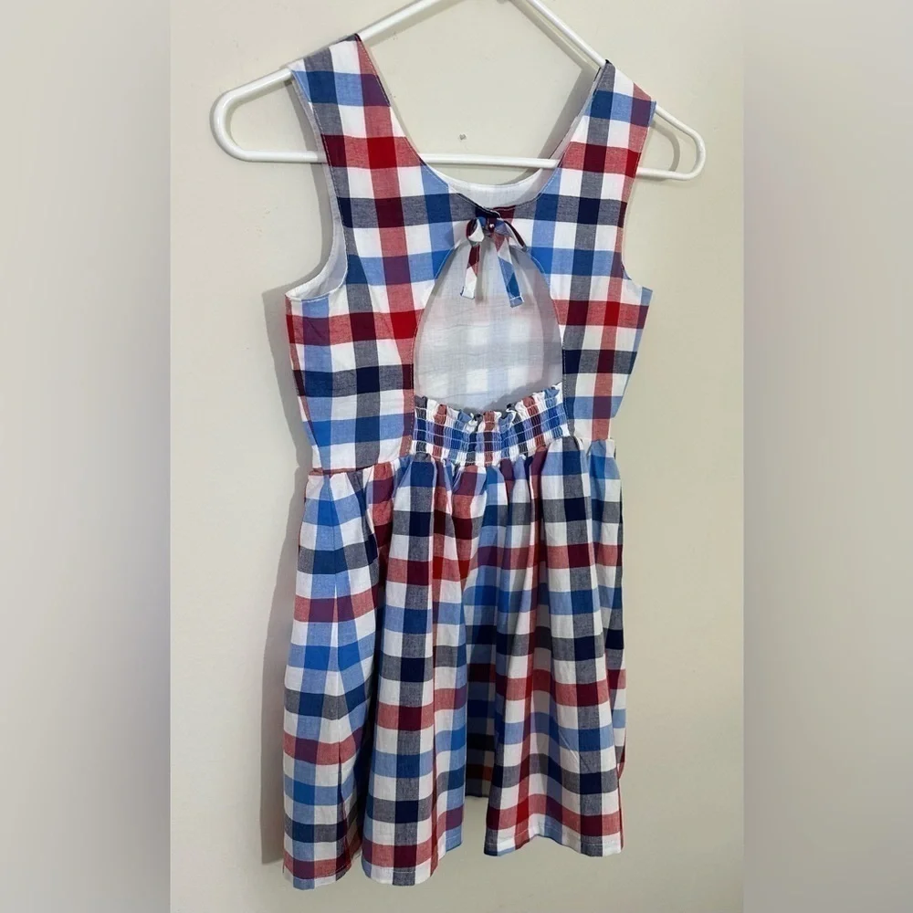 Cat & Jack sz  7 - 8. Dress in red, white and blue plaid fit an flair